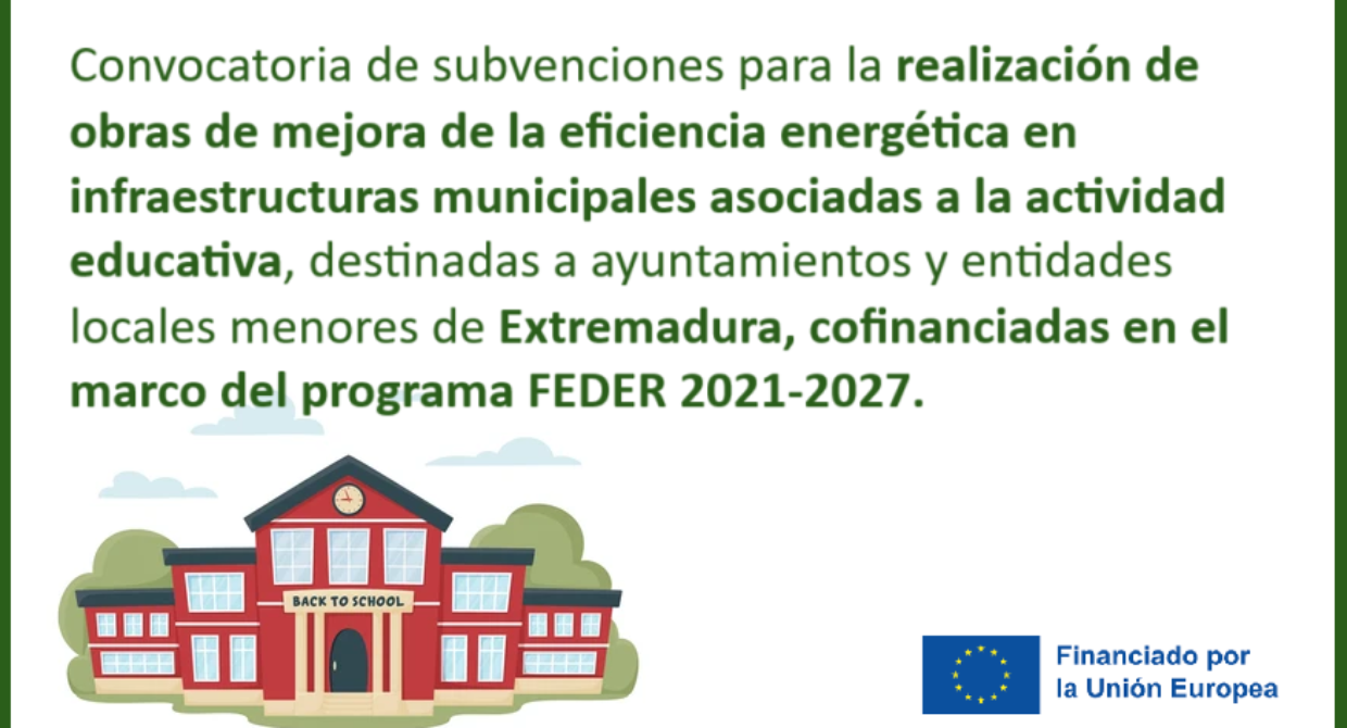 Subvenciones para obras de mejora de eficiencia energética en edificios e infraestructuras municipales asociadas a la actividad educativa